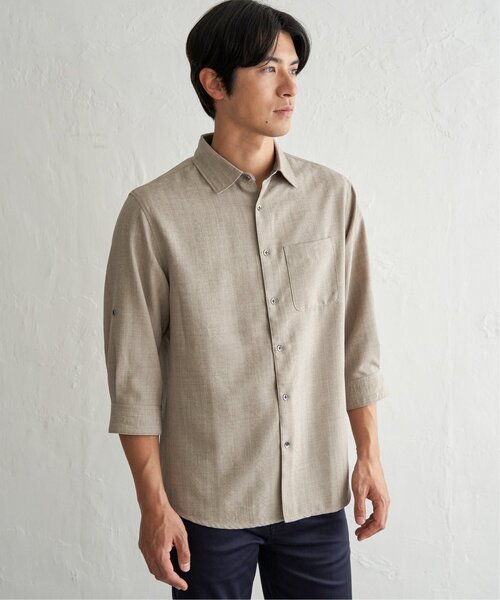 ikka(イッカ)の「速乾ドビー袖2WAYシャツ(シャツ/ブラウス・メンズ・ベージュ/ネイビー/カーキ・M/XL/L/S)」の9枚目の写真