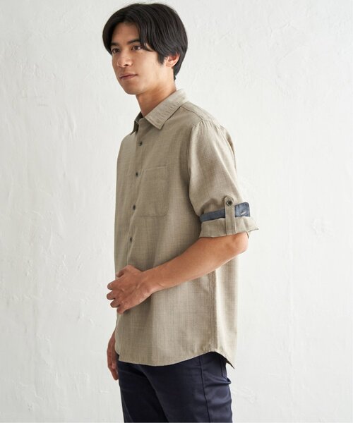ikka(イッカ)の「速乾ドビー袖2WAYシャツ(シャツ/ブラウス・メンズ・ベージュ/ネイビー/カーキ・M/XL/L/S)」の12枚目の写真