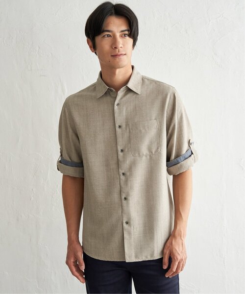 ikka(イッカ)の「速乾ドビー袖2WAYシャツ(シャツ/ブラウス・メンズ・ベージュ/ネイビー/カーキ・M/XL/L/S)」の13枚目の写真