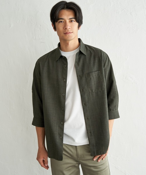 ikka(イッカ)の「速乾ドビー袖2WAYシャツ(シャツ/ブラウス・メンズ・ベージュ/ネイビー/カーキ・M/XL/L/S)」の3枚目の写真