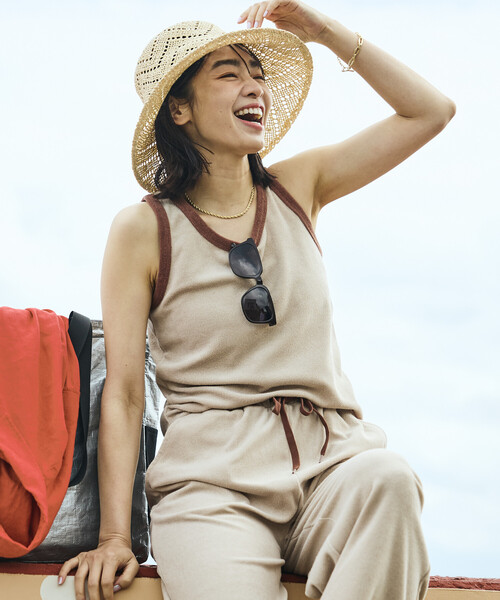 FREAK'S STORE(フリークスストア)の「【Beach & Festival】パイルセットアップ(Tシャツ/カットソー・レディース・ブルー/ブラック/ブラウン/ベージュ/ネイビー・フリ-)」の4枚目の写真