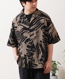 総柄 オープンカラー オーバーシャツ / All-over print open-collar overshirt