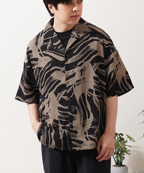 総柄 オープンカラー オーバーシャツ / All-over print open-collar