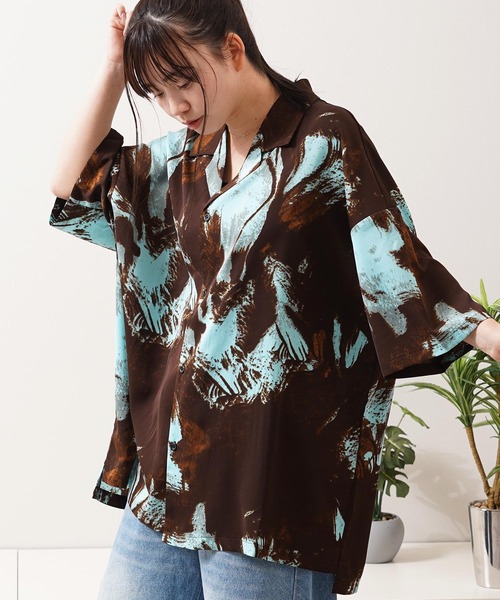 1111clothing(ワンフォークロージング)の「総柄 オープンカラー オーバーシャツ / All-over print open-collar overshirt(シャツ/ブラウス・メンズ・D/H/A/C/I/G/B/J/F/E・L/M)」の6枚目の写真