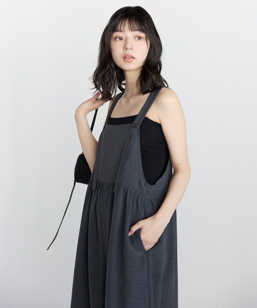 pocket(ポケット)の「ワイドパンツサロペット(サロペット/オーバーオール・レディース・ベージュ/ブラック/チャコールグレー・FREE)」の18枚目の写真
