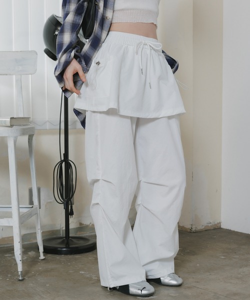 Chick(チック)の「Tuck Design Fake-Layered Easy Pants / タックデザイン フェイクレイヤード イージーパンツ 2026年 夏 夏服 秋服(その他パンツ・レディース・ホワイト/ブラック/ベージュ・FREE)」の9枚目の写真