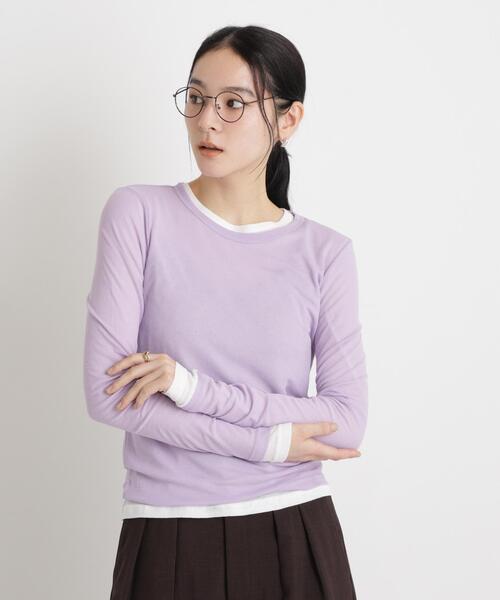 NANO universe(ナノユニバース)の「シアーツイストフライスロンT(Tシャツ/カットソー・レディース・ブラック/ホワイト/パープル・S/M)」の3枚目の写真