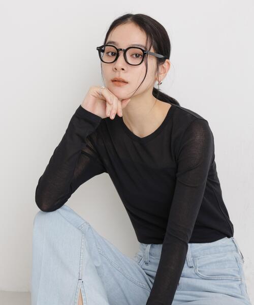 NANO universe(ナノユニバース)の「シアーツイストフライスロンT(Tシャツ/カットソー・レディース・ブラック/ホワイト/パープル・S/M)」の1枚目の写真