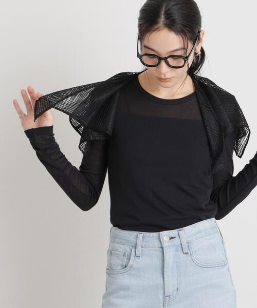 NANO universe(ナノユニバース)の「シアーツイストフライスロンT(Tシャツ/カットソー・レディース・ブラック/ホワイト/パープル・S/M)」の4枚目の写真