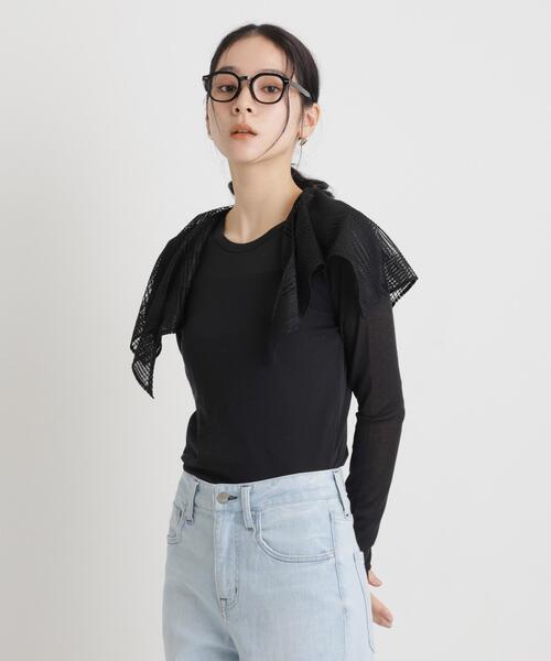 NANO universe(ナノユニバース)の「シアーツイストフライスロンT(Tシャツ/カットソー・レディース・ブラック/ホワイト/パープル・S/M)」の5枚目の写真