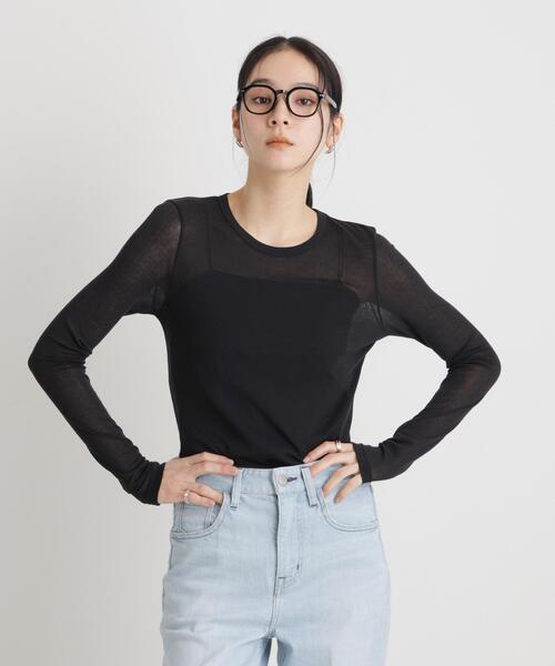 NANO universe(ナノユニバース)の「シアーツイストフライスロンT(Tシャツ/カットソー・レディース・ブラック/ホワイト/パープル・S/M)」の6枚目の写真