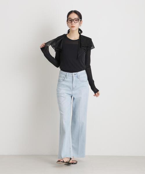 NANO universe(ナノユニバース)の「シアーツイストフライスロンT(Tシャツ/カットソー・レディース・ブラック/ホワイト/パープル・S/M)」の8枚目の写真