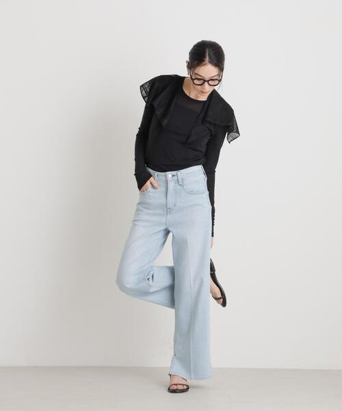 NANO universe(ナノユニバース)の「シアーツイストフライスロンT(Tシャツ/カットソー・レディース・ブラック/ホワイト/パープル・S/M)」の9枚目の写真