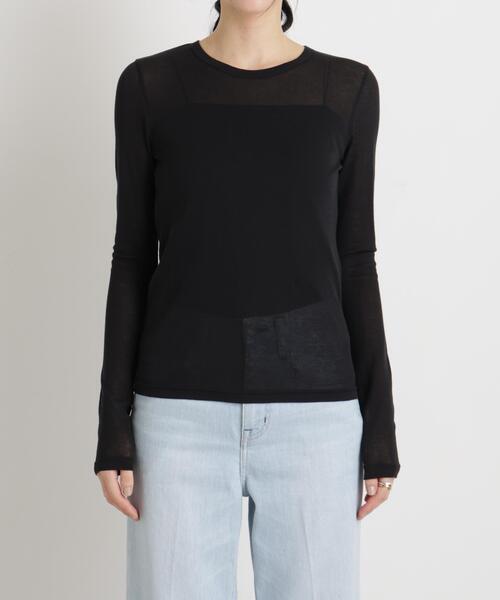 NANO universe(ナノユニバース)の「シアーツイストフライスロンT(Tシャツ/カットソー・レディース・ブラック/ホワイト/パープル・S/M)」の12枚目の写真