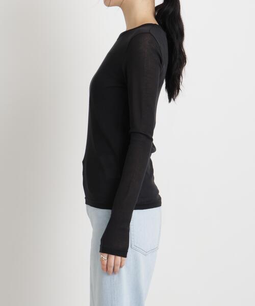 NANO universe(ナノユニバース)の「シアーツイストフライスロンT(Tシャツ/カットソー・レディース・ブラック/ホワイト/パープル・S/M)」の13枚目の写真