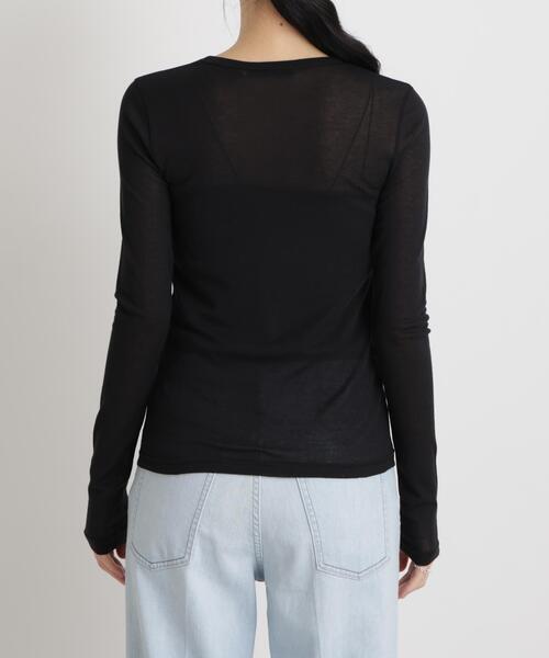 NANO universe(ナノユニバース)の「シアーツイストフライスロンT(Tシャツ/カットソー・レディース・ブラック/ホワイト/パープル・S/M)」の14枚目の写真