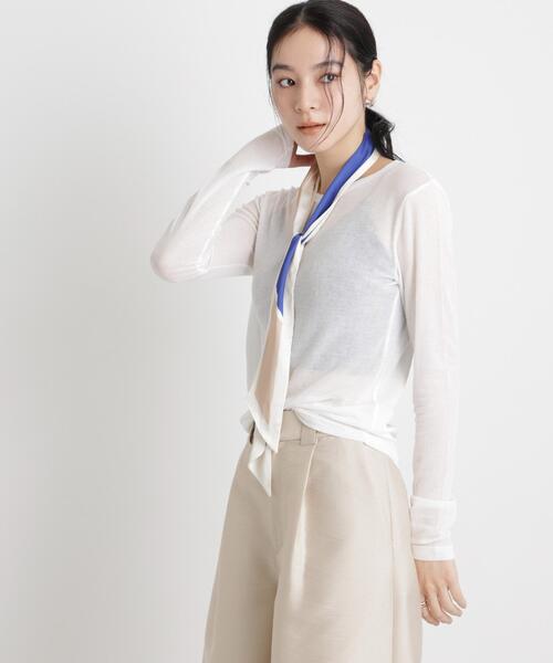 NANO universe(ナノユニバース)の「シアーツイストフライスロンT(Tシャツ/カットソー・レディース・ブラック/ホワイト/パープル・S/M)」の20枚目の写真