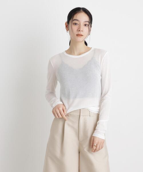 NANO universe(ナノユニバース)の「シアーツイストフライスロンT(Tシャツ/カットソー・レディース・ブラック/ホワイト/パープル・S/M)」の21枚目の写真