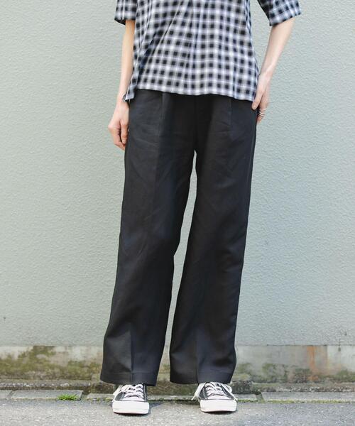FORK&SPOON(フォークアンドスプーン)の「FORK&SPOON リネン混イージーパンツ(その他パンツ・レディース・ベージュ/グレー系その他/ブラック・2/1)」の5枚目の写真