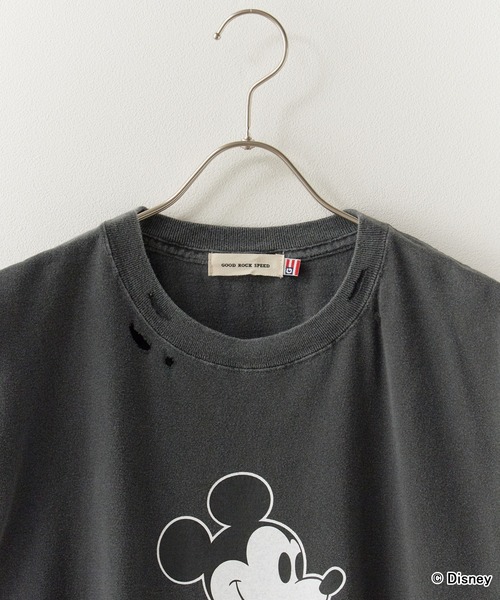 GOOD ROCK SPEED(グッドロックスピード)の「GOOD ROCK SPEED/グッドロックスピード/ MickeyMouse / Disney / ダメ―ジクルーネックTシャツ 秋 秋服 2026年秋冬(Tシャツ/カットソー・メンズ・ホワイト/ブラック・S/M/L)」の13枚目の写真