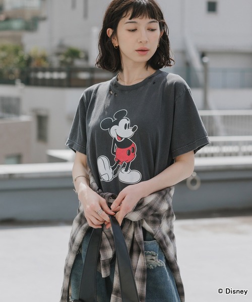 GOOD ROCK SPEED(グッドロックスピード)の「GOOD ROCK SPEED/グッドロックスピード/ MickeyMouse / Disney / ダメ―ジクルーネックTシャツ 秋 秋服 2026年秋冬(Tシャツ/カットソー・メンズ・ホワイト/ブラック・S/M/L)」の17枚目の写真