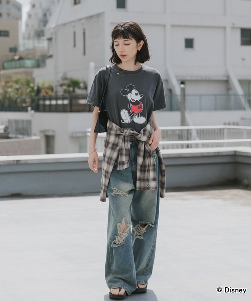 GOOD ROCK SPEED(グッドロックスピード)の「GOOD ROCK SPEED/グッドロックスピード/ MickeyMouse / Disney / ダメ―ジクルーネックTシャツ 秋 秋服 2026年秋冬(Tシャツ/カットソー・メンズ・ホワイト/ブラック・S/M/L)」の21枚目の写真