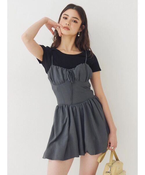 EVRIS(エヴリス)の「コルセットライクバルーンミニキャミワンピース(ワンピース・レディース・グレー/ホワイト/その他1・MEDIUM/SMALL)」の1枚目の写真