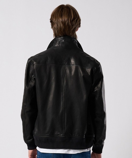 wjk(ダヴルジェイケイ)の「mj11517- leather rib jersey type A-2 フライトジャケット(2098 lc47j)(ミリタリージャケット・メンズ・ブラック・S/M/L/XL)」の10枚目の写真