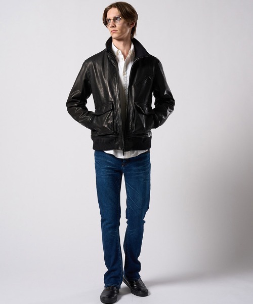 wjk(ダヴルジェイケイ)の「mj11517- leather rib jersey type A-2 フライトジャケット(2098 lc47j)(ミリタリージャケット・メンズ・ブラック・S/M/L/XL)」の13枚目の写真