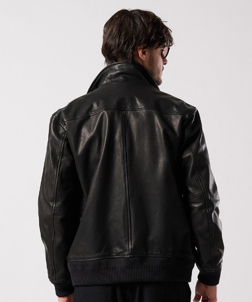 wjk(ダヴルジェイケイ)の「mj11517- leather rib jersey type A-2 フライトジャケット(2098 lc47j)(ミリタリージャケット・メンズ・ブラック・S/M/L/XL)」の17枚目の写真