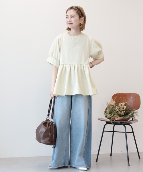 AMERICAN HOLIC（アメリカンホリック）の「【WEB限定】異素材切替ペプラムプルオーバー（その他トップス・レディース・ブラック/アイボリー/ライトベージュ・L/M）」の15枚目の写真