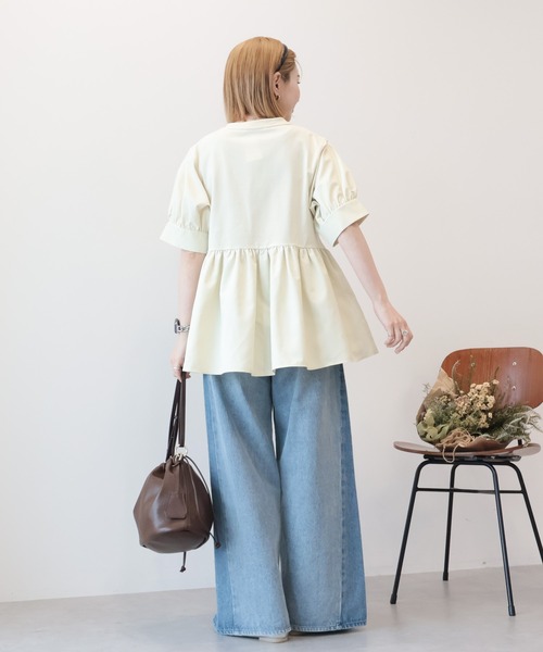 AMERICAN HOLIC（アメリカンホリック）の「【WEB限定】異素材切替ペプラムプルオーバー（その他トップス・レディース・ブラック/アイボリー/ライトベージュ・L/M）」の16枚目の写真