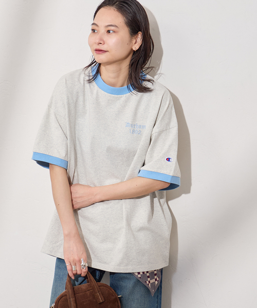 Champion(チャンピオン)の「別注【CHAMPION/チャンピオン】16/1 Jersey Ringer TEE(Tシャツ/カットソー・レディース・ネイビー/グリーン/ブラウン/アイボリー・LARGE/X-SMALL)」の5枚目の写真