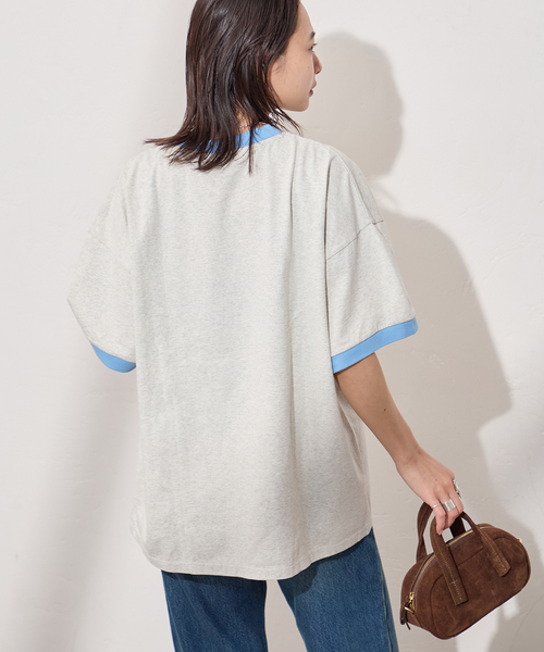 Champion(チャンピオン)の「別注【CHAMPION/チャンピオン】16/1 Jersey Ringer TEE(Tシャツ/カットソー・レディース・ネイビー/グリーン/ブラウン/アイボリー・LARGE/X-SMALL)」の6枚目の写真