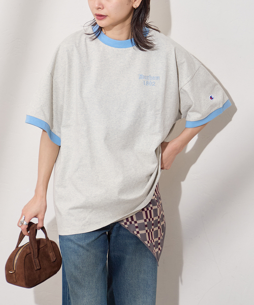 Champion(チャンピオン)の「別注【CHAMPION/チャンピオン】16/1 Jersey Ringer TEE(Tシャツ/カットソー・レディース・ネイビー/グリーン/ブラウン/アイボリー・LARGE/X-SMALL)」の7枚目の写真