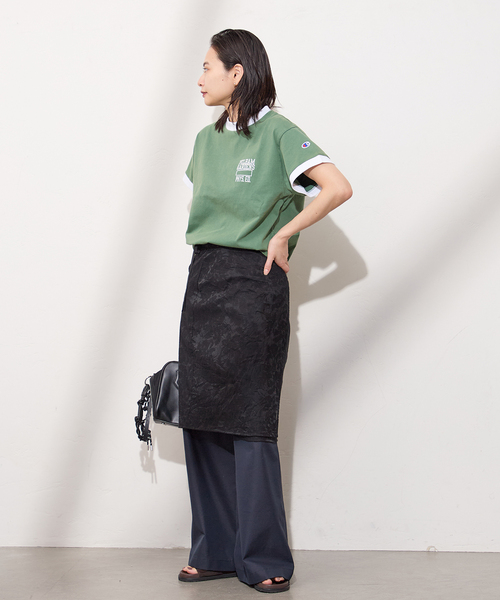 Champion(チャンピオン)の「別注【CHAMPION/チャンピオン】16/1 Jersey Ringer TEE(Tシャツ/カットソー・レディース・ネイビー/グリーン/ブラウン/アイボリー・LARGE/X-SMALL)」の10枚目の写真