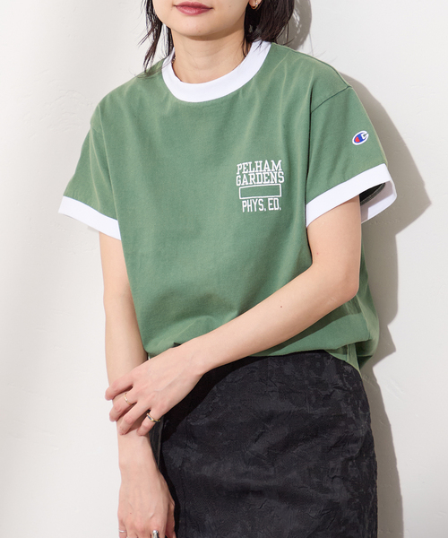 Champion(チャンピオン)の「別注【CHAMPION/チャンピオン】16/1 Jersey Ringer TEE(Tシャツ/カットソー・レディース・ネイビー/グリーン/ブラウン/アイボリー・LARGE/X-SMALL)」の11枚目の写真
