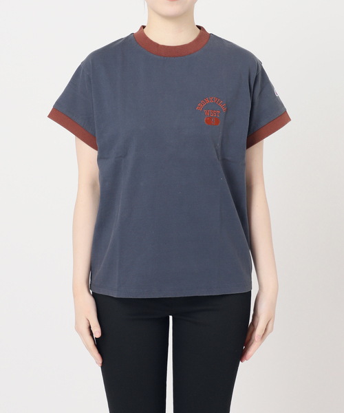 Champion(チャンピオン)の「別注【CHAMPION/チャンピオン】16/1 Jersey Ringer TEE(Tシャツ/カットソー・レディース・ネイビー/グリーン/ブラウン/アイボリー・LARGE/X-SMALL)」の16枚目の写真