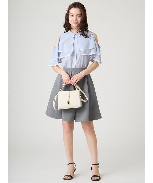 CELFORD(セルフォード)の「【洗える】2WAYレーストリムケープブラウス(シャツ/ブラウス・レディース・ネイビー/サックスブルー/オフホワイト・F)」の8枚目の写真