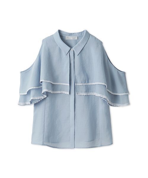 CELFORD(セルフォード)の「【洗える】2WAYレーストリムケープブラウス(シャツ/ブラウス・レディース・ネイビー/サックスブルー/オフホワイト・F)」の6枚目の写真