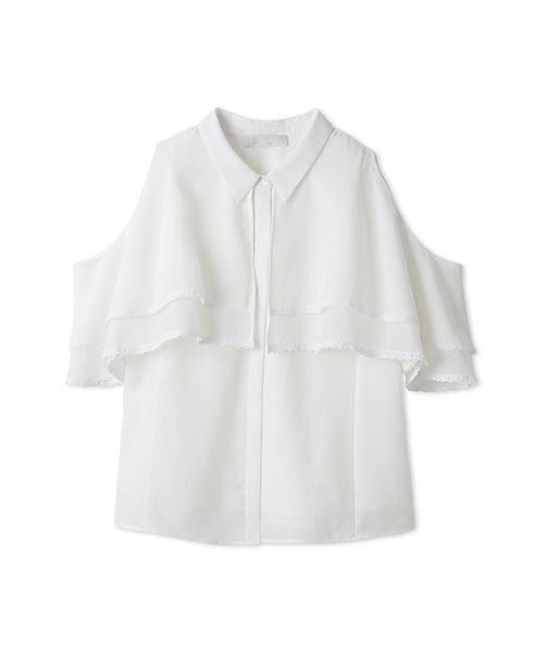 CELFORD(セルフォード)の「【洗える】2WAYレーストリムケープブラウス(シャツ/ブラウス・レディース・ネイビー/サックスブルー/オフホワイト・F)」の5枚目の写真