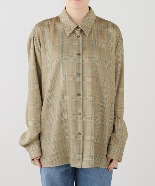 journal standard L'essage(ジャーナルスタンダードレサージュ)の「RECTO/レクト OVERSIZED VINTAGE CHECK SHIRT (BEIGE KHAKI) シャツ RW26SWST005KK(シャツ/ブラウス・レディース・ベージュ・SMALL)」の1枚目の写真