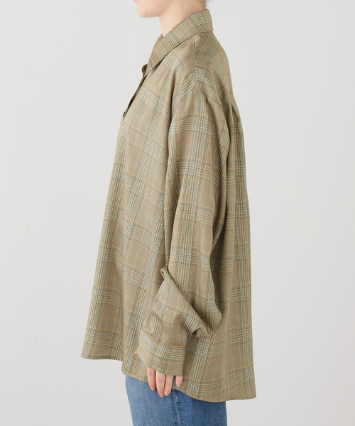 journal standard L'essage(ジャーナルスタンダードレサージュ)の「RECTO/レクト OVERSIZED VINTAGE CHECK SHIRT (BEIGE KHAKI) シャツ RW26SWST005KK(シャツ/ブラウス・レディース・ベージュ・SMALL)」の2枚目の写真