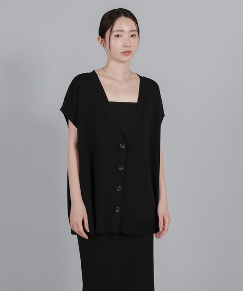 select MOCA Et（セレクトモカエト）の「【Et】Oversized V-neck Knit Vest【セットアップ可】（ベスト・レディース・ベージュ/ブラック・FREE）」の6枚目の写真