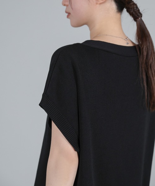 select MOCA Et（セレクトモカエト）の「【Et】Oversized V-neck Knit Vest【セットアップ可】（ベスト・レディース・ベージュ/ブラック・FREE）」の10枚目の写真