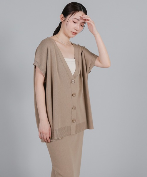 select MOCA Et（セレクトモカエト）の「【Et】Oversized V-neck Knit Vest【セットアップ可】（ベスト・レディース・ベージュ/ブラック・FREE）」の14枚目の写真