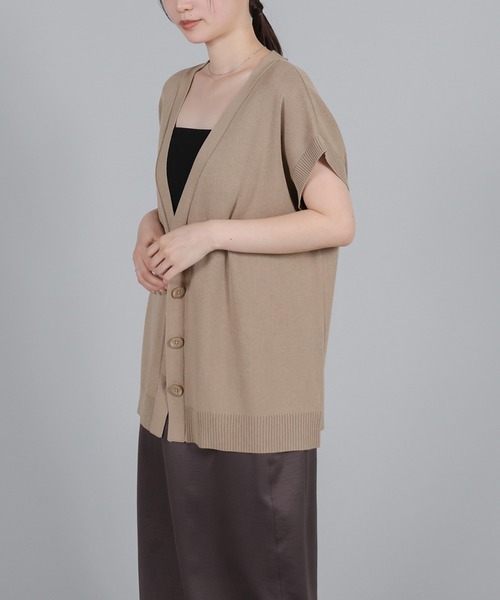 select MOCA Et（セレクトモカエト）の「【Et】Oversized V-neck Knit Vest【セットアップ可】（ベスト・レディース・ベージュ/ブラック・FREE）」の20枚目の写真