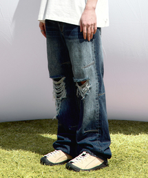 MAISON MINED（メゾンミネド）の「DAMAGE DART SEMI WIDE DENIM PANTS INDIGO（デニムパンツ）」