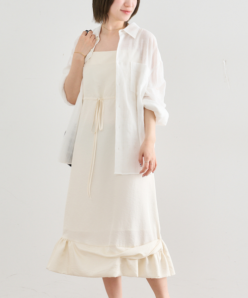 U by SPICK&SPAN(ユーバイスピックアンドスパン)の「Atelier Edition/アトリエ エディション FLOUNCE DETAIL DRESS(ワンピース・レディース・ブラウン/アイボリー・MEDIUM)」の2枚目の写真