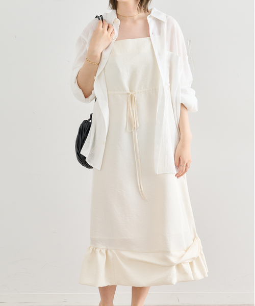 U by SPICK&SPAN(ユーバイスピックアンドスパン)の「Atelier Edition/アトリエ エディション FLOUNCE DETAIL DRESS(ワンピース・レディース・ブラウン/アイボリー・MEDIUM)」の3枚目の写真